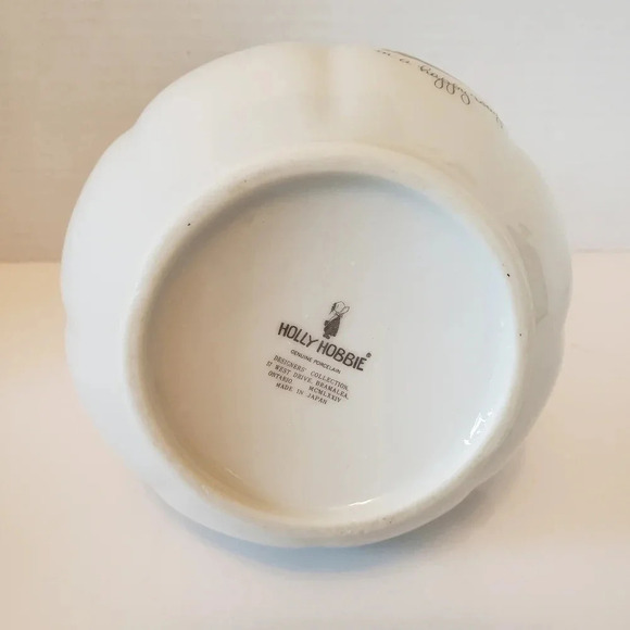 Vintage Holly Hobbie Silver Trimmed Porcelain Pitcher/Bowl/Bud Vase Set . - Picture 8 of 16